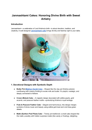 Janmashtami Cakes_ Honoring Divine Birth with Sweet Artistry”