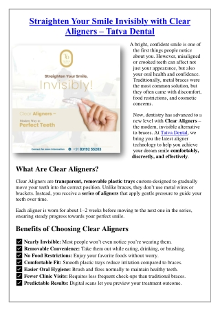 Straighten Your Smile Invisibly with Clear Aligners – Tatva Dental
