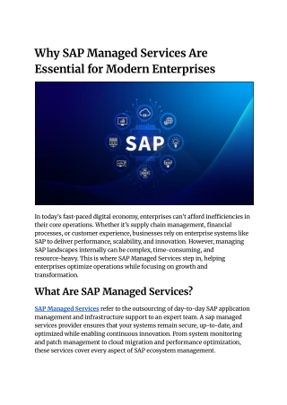 Why SAP Managed Services Are Essential for Modern Enterprises