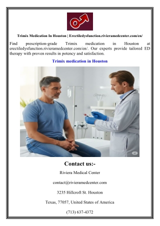 Trimix Medication In Houston  Erectiledysfunction.rivieramedcenter.com en