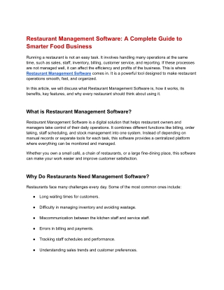 Restaurant Management Software | Features, Benefits & Guide