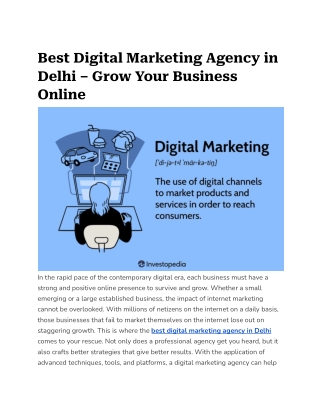 Best Digital Marketing Agency in Delhi – Grow Your Business Online