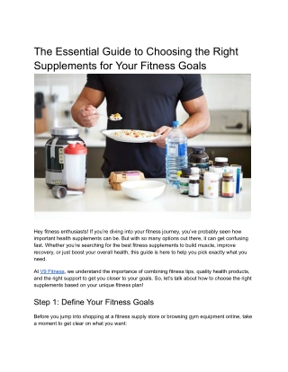 The Essential Guide to Choosing the Right Supplements for Your Fitness Goals