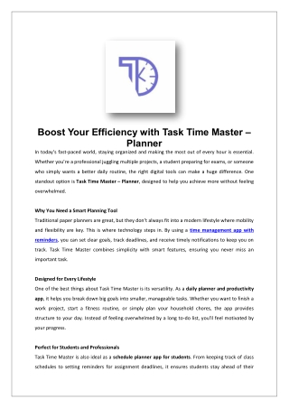 Boost Your Efficiency with Task Time Master