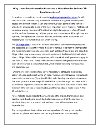 Why Under body Protection Plates Are a Must-Have for Serious Off-Road Adventures.docx