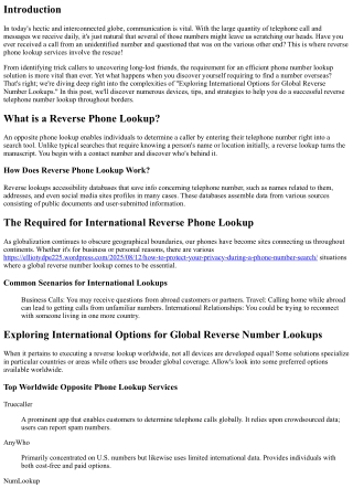 Checking Out International Options for International Reverse Number Lookups.