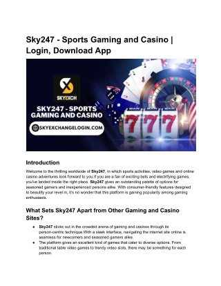 Sky247 - Sports Gaming and Casino | Login, Download App