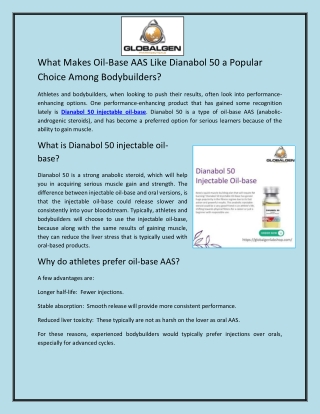 What Makes Oil-Base AAS Like Dianabol 50 a Popular Choice Among Bodybuilders?