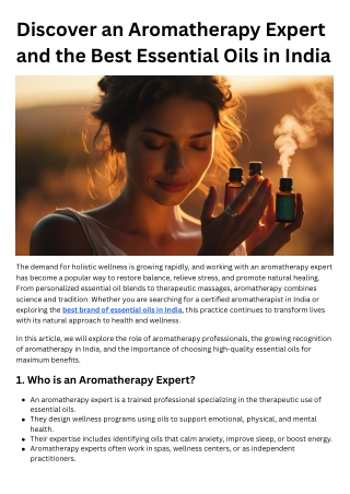 Discover an Aromatherapy Expert and the Best Essential Oils in India
