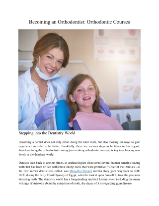 Becoming an Orthodontist