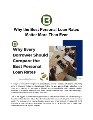 Why the Best Personal Loan Rates Matter More Than Ever