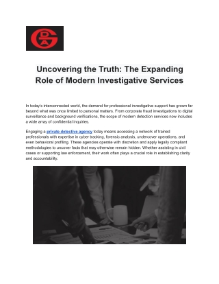 Uncovering the Truth: The Expanding Role of Modern Investigative Services