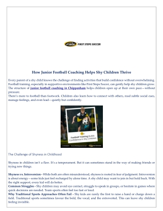 How Junior Football Coaching Helps Shy Children Thrive