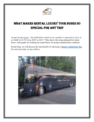 What Makes Rental Luxury Tour Buses So Special For Any Trip