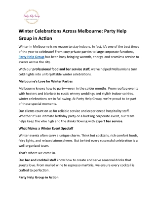 Winter Celebrations Across Melbourne