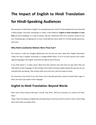 English to Hindi Translation