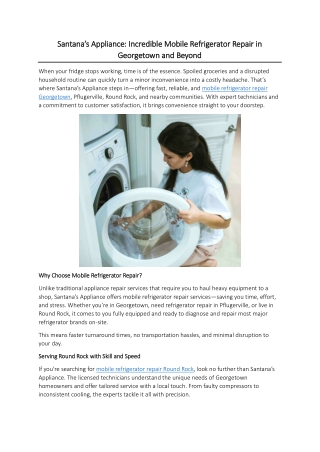 Santana’s Appliance: Incredible Mobile Refrigerator Repair