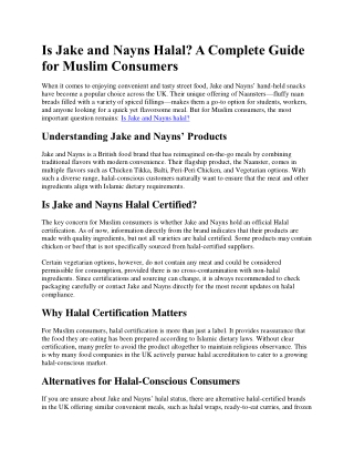 Is Jake and Nayns Halal