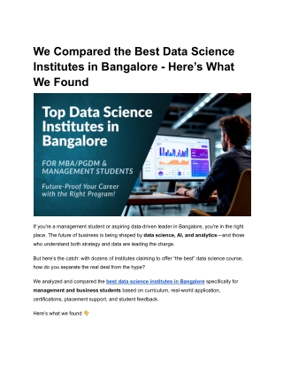 We Compared the Best Data Science Institutes in Bangalore - Here’s What We Found