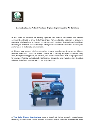 Understanding the Role of Precision Engineering in Industrial Air Solutions