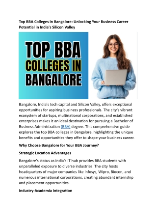 Top BBA Colleges in Bangalore