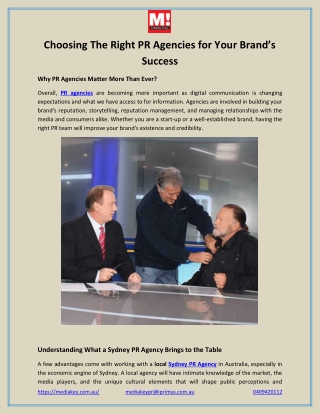 Choosing The Right PR Agencies for Your Brand’s Success
