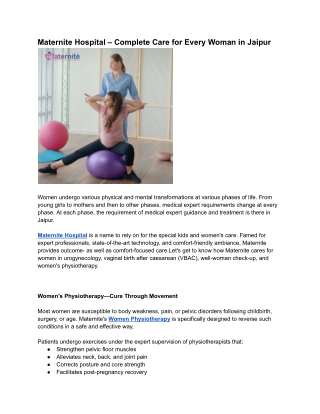 Maternite Hospital – Complete Care for Every Woman in Jaipur