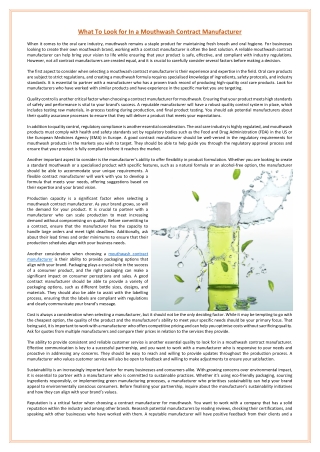 What To Look for In a Mouthwash Contract Manufacturer