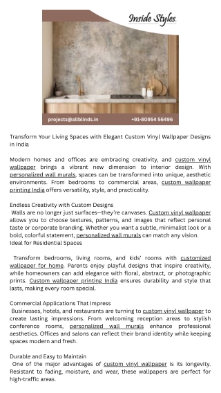 Customized wallpaper for home in Bangalore