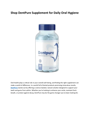 Shop DentPure Supplement for Daily Oral Hygiene
