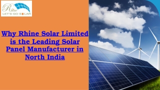 Why Rhine Solar Limited is the Leading Solar Panel Manufacturer in North India