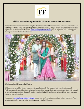 Skilled Event Photographers in Jaipur for Memorable Moments