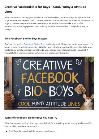 Creative Facebook Bio for Boys – Cool, Funny & Attitude Lines