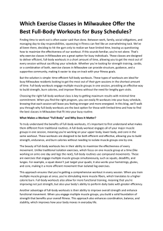 Exercise Classes in Milwaukee