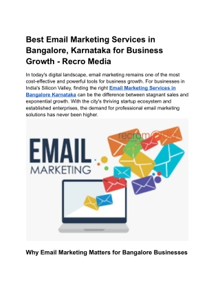 Best Email Marketing Services in Bangalore, Karnataka for Business Growth - Recro Media
