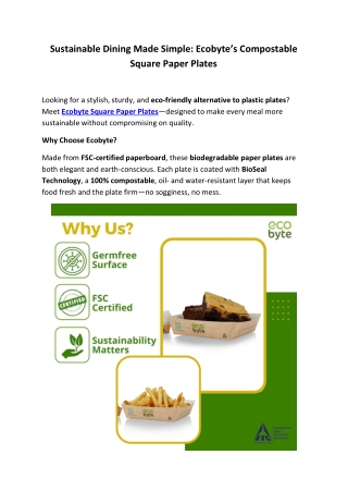 Compostable Square Paper Plates – Eco-Friendly Disposable Tableware | Ecobyte