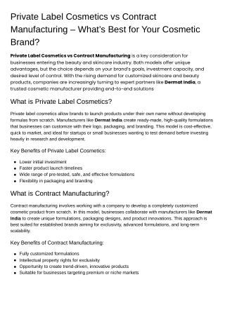 Private Label Cosmetics vs Contract Manufacturing