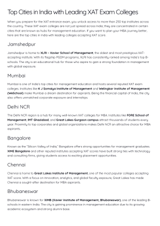 Top Cities in India with Leading XAT Exam Colleges: Where to Study for Your MBA
