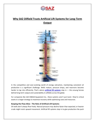 Why SAZ Oilfield Trusts Artificial Lift Systems for Long-Term Output