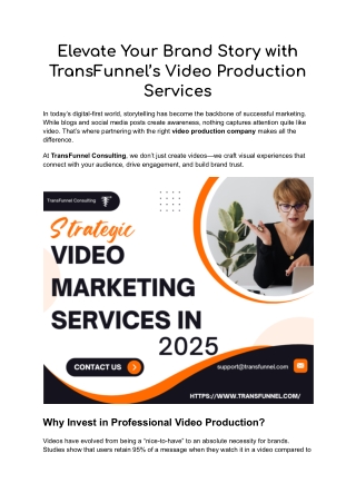 Elevate Your Brand with TransFunnel’s Video Production Services