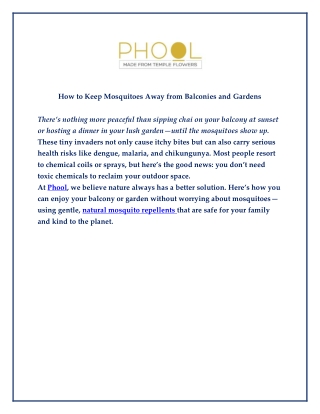 How to Keep Mosquitoes Away from Balconies and Gardens