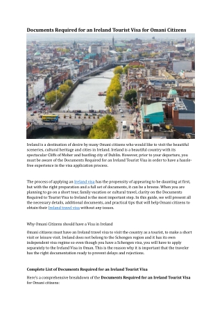 Documents Required for an Ireland Tourist Visa for Omani Citizens