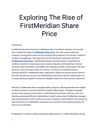 Get the Most Reliable FirstMeridian Share Price Updates Only on Planify