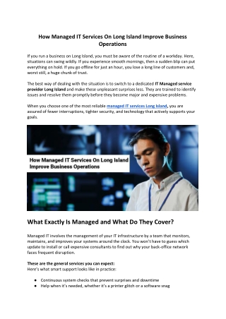 How Managed IT Services On Long Island Improve Business Operations