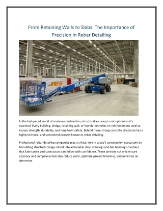 From Retaining Walls to Slabs- The Importance of Precision in Rebar Detailing