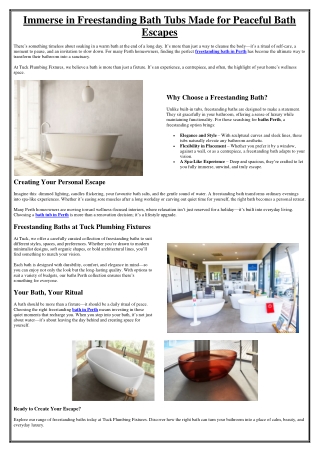 Immerse in Freestanding Bath Tubs Made for Peaceful Bath Escapes