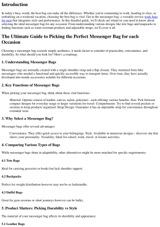 The Ultimate Guide to Picking the Perfect Messenger Bag for each Occasion