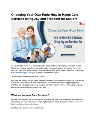 Choosing Your Own Path_ How In-Home Care Services Bring Joy and Freedom for Seniors