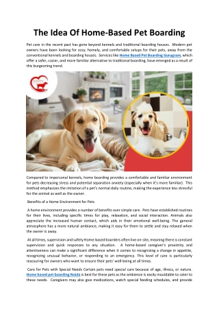 The Idea Of Home-Based Pet Boarding