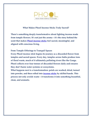 What Makes Phool Incense Sticks Truly Sacred